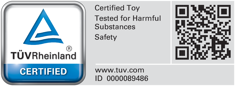 Jouet certifié, testé pour les substances nocives et la sécurité. ID 0000089486.