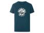 T-shirt bleu marine avec impression moto et plage.