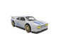 Une voiture de sport Hot Wheels blanche avec des jantes dorées.