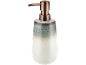 Distributeur de savon en céramique avec finition dégradée vert-blanc et pompe couleur bronze.