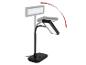 Lampe de bureau LED noire avec bras flexible et tête réglable, montrant le mouvement.