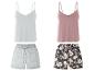 Pyjamas: débardeurs et shorts, motifs floraux.