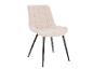 Chaise beige avec revêtement côtelé et pieds noirs