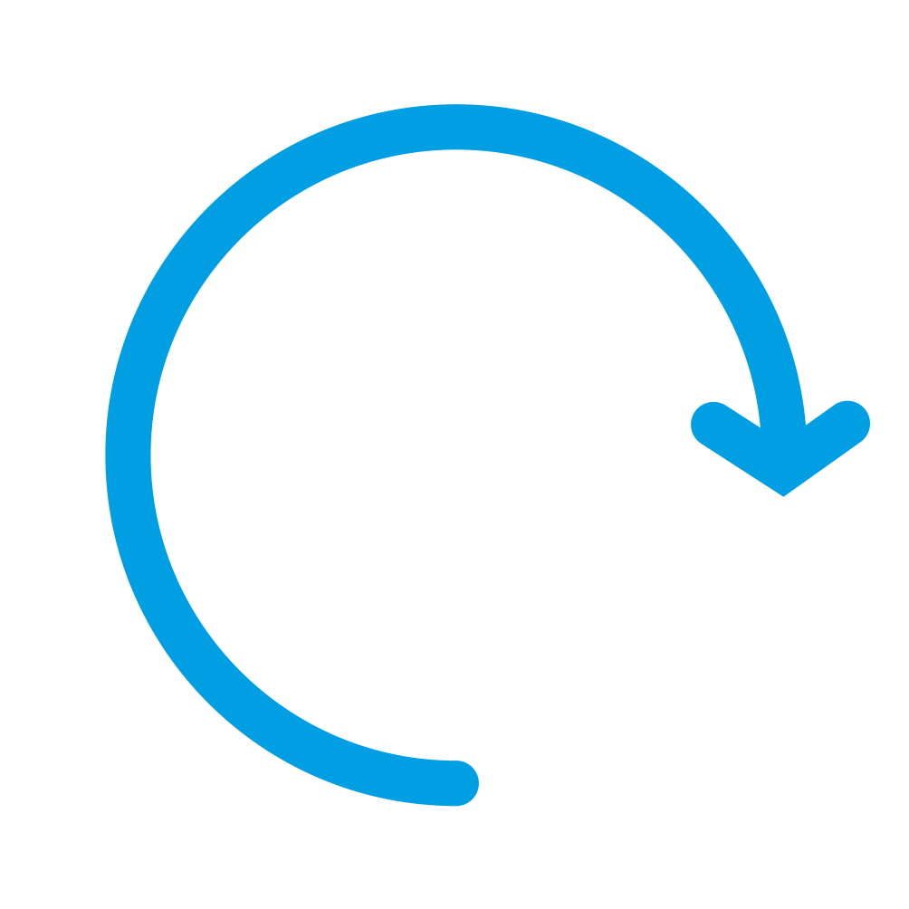 Marque 2 min, flèche bleue en cercle
