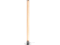 Lampadaire avec abat-jour cylindrique scintillant et base chromée.