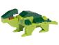 Dinosaure jouet en briques de construction vertes, avec des détails vert clair et vert foncé.