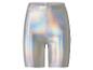 Short cycliste holographique argenté à effet irisé