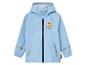 Un imperméable bleu pour enfant avec un motif de tigre.