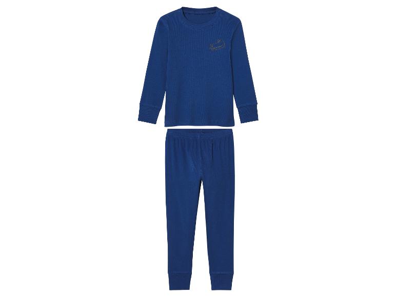 Pyjama enfant bleu marine, haut manches longues et bas.
