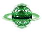 Un drone vert avec une cage, qui flotte dans les airs.