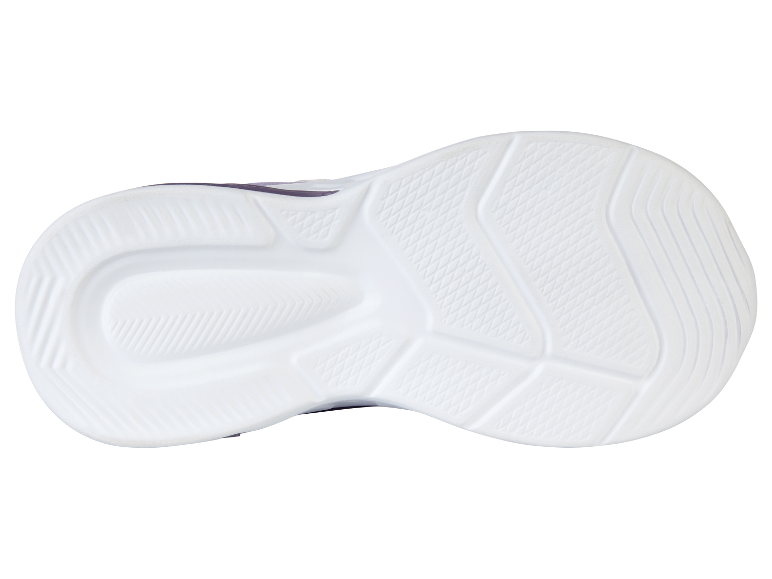 La semelle d'une chaussure de sport blanche.