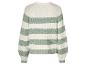 Pull rayé vert et crème.
