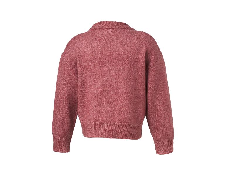 Pull en maille rouge à manches longues, vue arrière