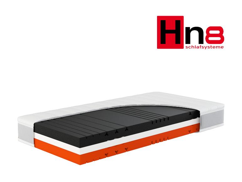 Matelas Hn8 Schlafsysteme avec couches visibles et logo.