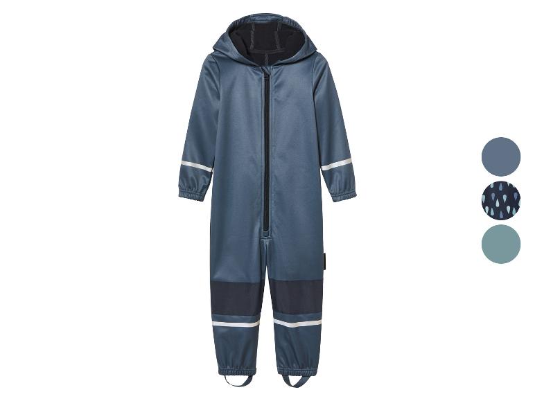 Combinaison de pluie bleue pour enfant avec détails réfléchissants.