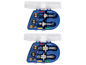 Deux boîtes bleues avec différents types d'ampoules de voiture.