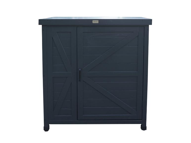 Armoire de rangement extérieure Habau gris foncé avec portes style grange.