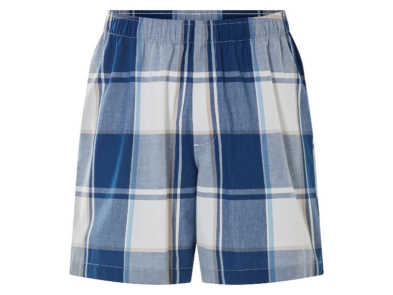 Shorts en coton à carreaux bleus et blancs.