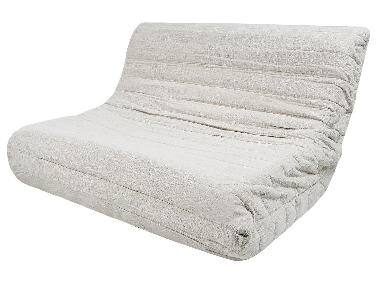 Canapé de sol texturé gris clair avec capitonnage horizontal