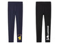 Deux leggings, l'un avec un imprimé Pikachu et Pokémon, l'autre avec Snoopy.