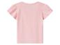 T-shirt rose pour enfant avec manches courtes froncées, vue de dos.
