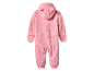 Combinaison en peluche rose pour bébé, à capuche.
