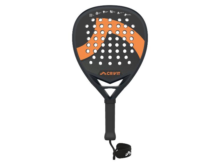 Raquette de padel noire et orange avec dragonne