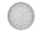 Horloge murale ovale grise, style minimaliste.