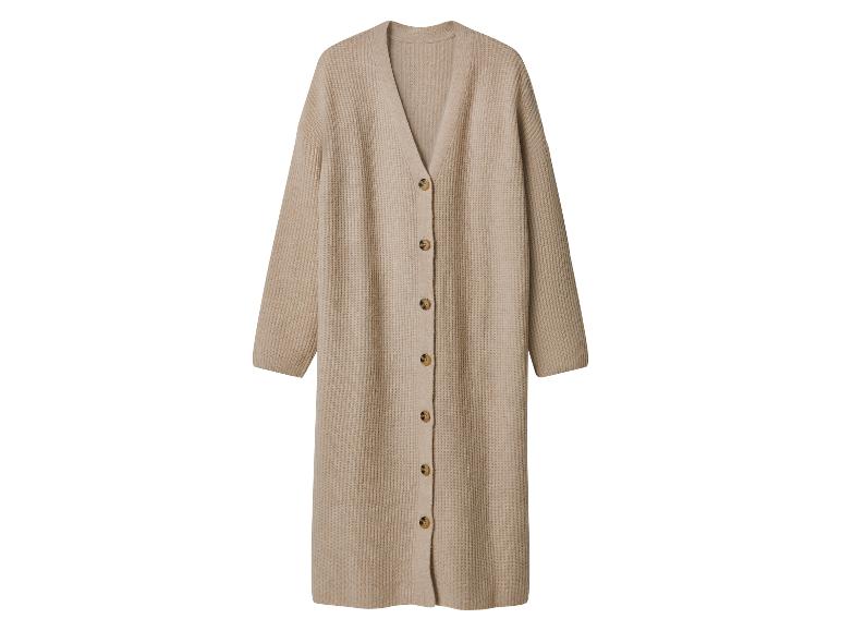 Long cardigan beige tricoté avec boutons
