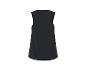 Robe longue noire sans manches à col rond, vue arrière.