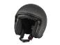 Un casque de moto noir brillant au design classique.