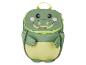 Sac à dos enfant vert motif crocodile, avec fermeture éclair et poignée jaune.