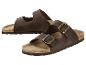 Paire de sandales marron à deux brides avec semelles en liège et boucles métalliques