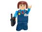 Figurine Lego d'un employé Lidl en uniforme bleu avec une radio.