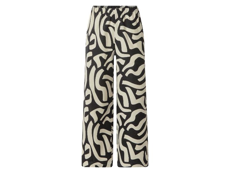Pantalon large à motif abstrait noir et blanc