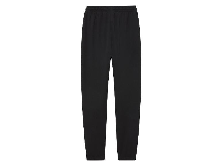 Pantalon de survêtement noir avec ceinture élastique.