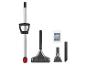 Ensemble de nettoyage de tapis et de tissus d'ameublement avec poignée, deux buses et sachet de nettoyant.