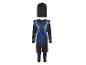 Un costume de ninja noir avec des détails bleus.