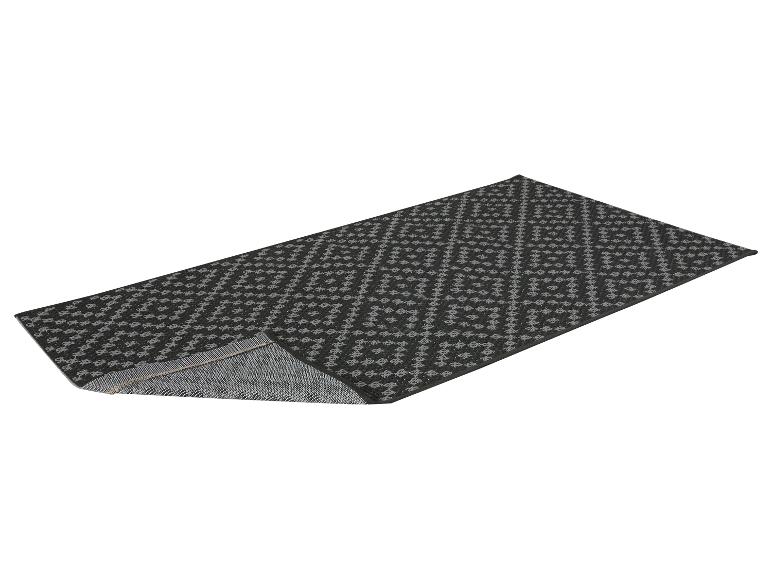 Tapis de couloir noir et gris avec motif géométrique