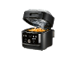 Friteuse à air avec frites, affichant les modes de cuisson comme Hot Air Fry et Steam Air Fry.