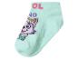 Chaussette enfant vert menthe avec un chien blanc et l'inscription « COOL FRIEND ».