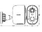 Dessin technique d'une caméra de sécurité avec dimensions : 124mm de longueur, 95mm de hauteur, 55mm de largeur.