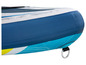 Paddleboard gonflable bleu et turquoise.