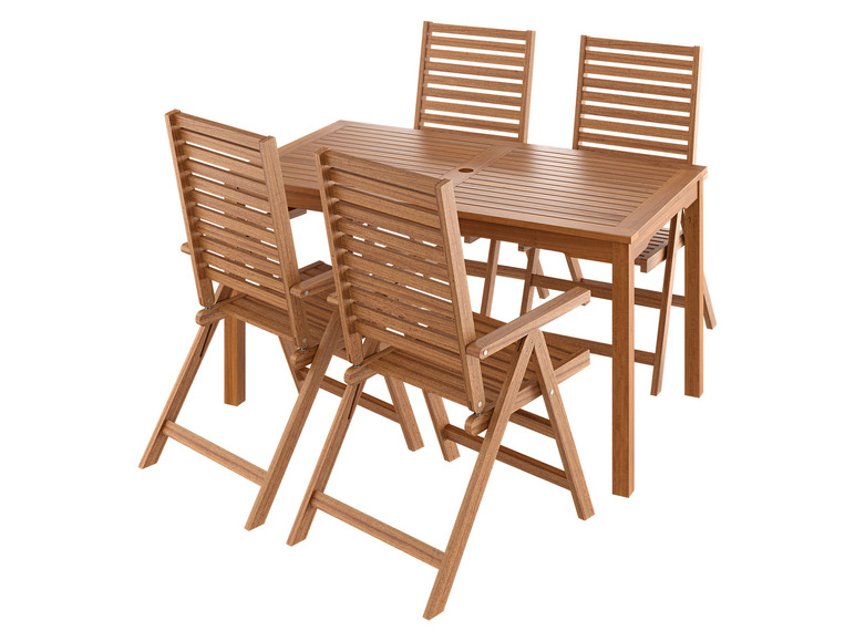 Aller en mode plein écran : LIVARNO home Set de table de jardin + 4 fauteuils pliants Sevilla en bois d'acacia - Image 1