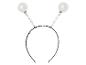 Un bandeau avec deux perles blanches et des plumes élastiques.