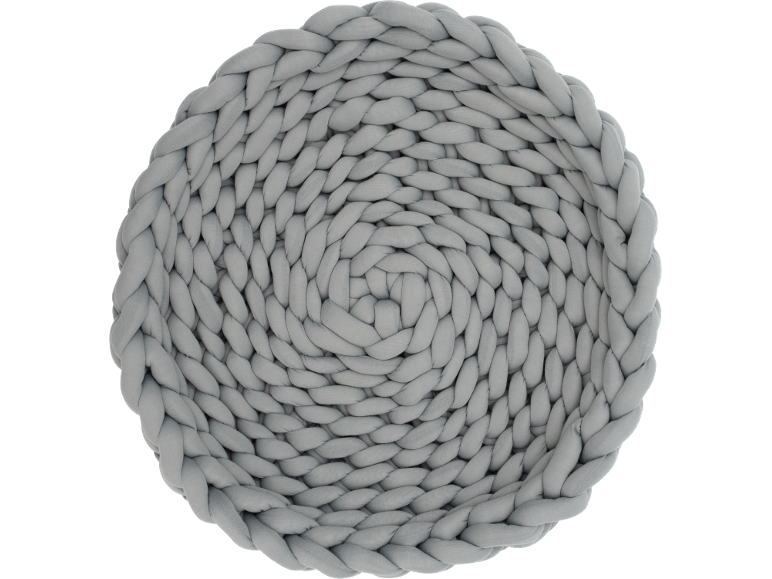 Tapis rond gris en grosse maille