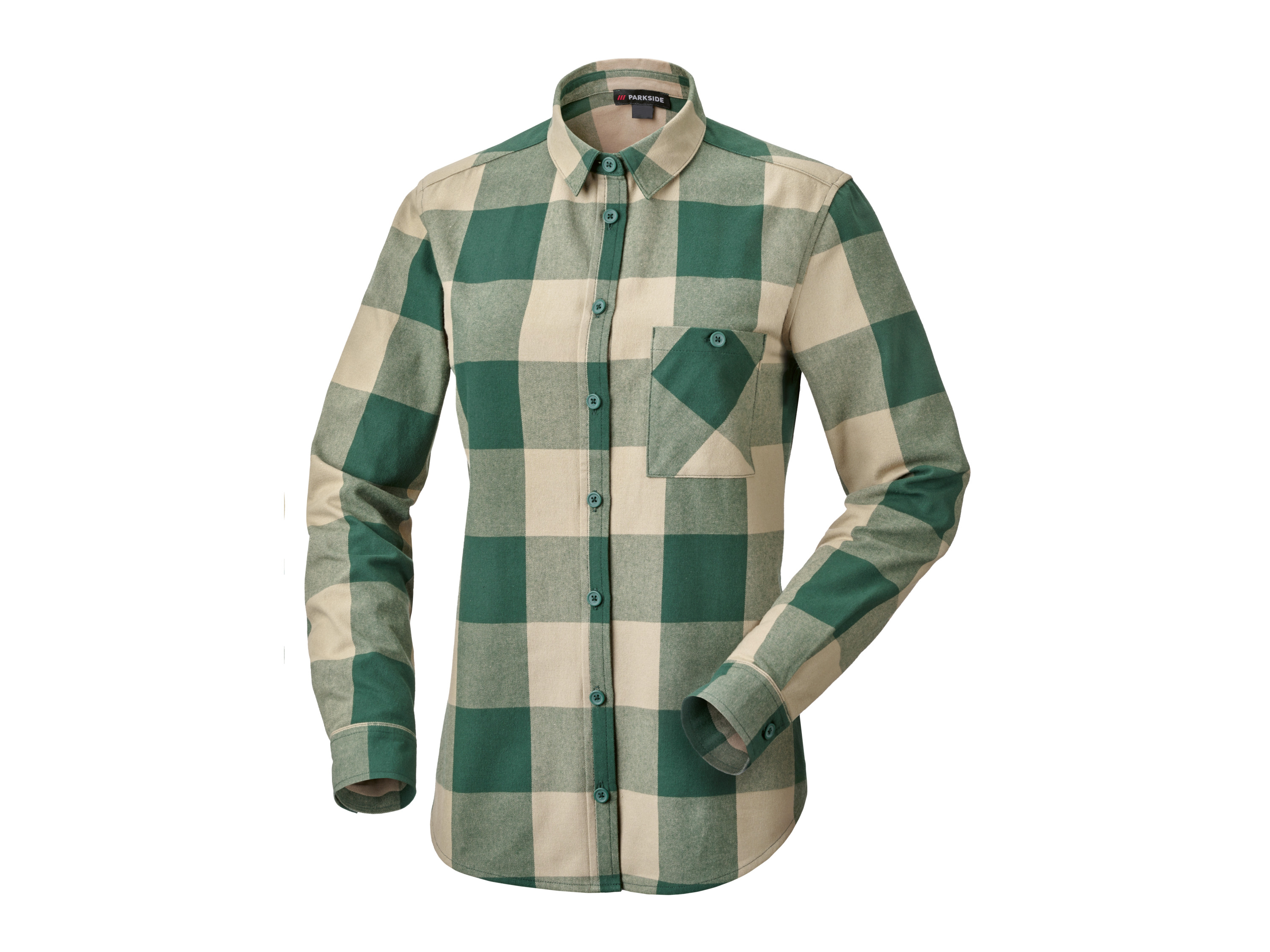 PARKSIDE® Blouse en flanelle femme (vert/beige, 36)