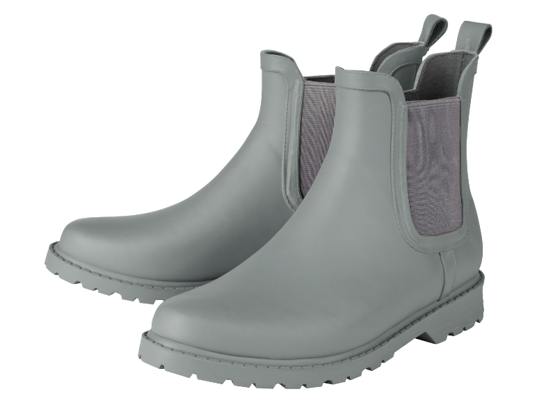 Paire de bottes Chelsea en caoutchouc grises.