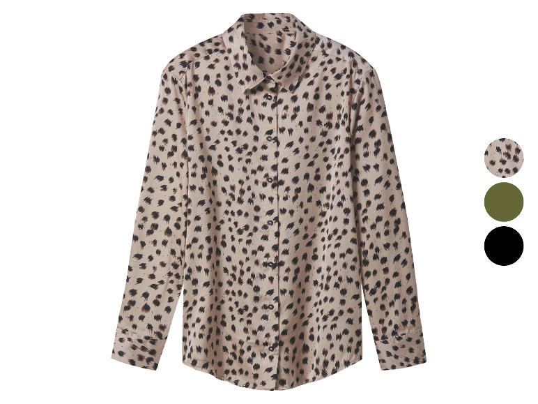 Chemise à manches longues imprimé léopard, avec trois options de couleur.