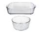 Plat de cuisson en verre et bol de four en verre